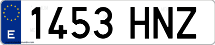 Ejemplo de matrícula de coche ordinaria 1453 HNZ