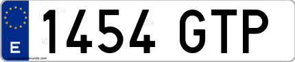 Ejemplo de matrícula de coche ordinaria 1454 GTP