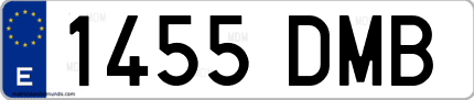 Ejemplo de matrícula de coche ordinaria 1455 DMB