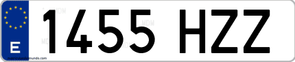 Ejemplo de matrícula de coche ordinaria 1455 HZZ