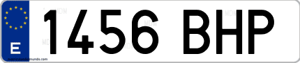 Ejemplo de matrícula de coche ordinaria 1456 BHP