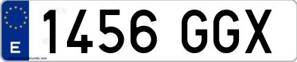 Ejemplo de matrícula española 1456 GGX