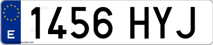 Ejemplo de matrícula de coche ordinaria 1456 HYJ