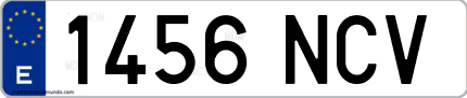 Ejemplo de matrícula de coche ordinaria 1456 NCV