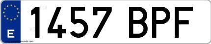 Ejemplo de matrícula española 1457 BPF