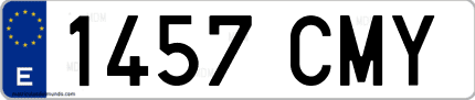 Ejemplo de matrícula de coche ordinaria 1457 CMY
