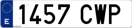 Ejemplo de matrícula española 1457 CWP