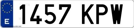 Ejemplo de matrícula española 1457 KPW