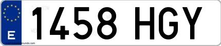 Ejemplo de matrícula española 1458 HGY