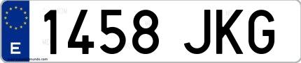 Ejemplo de matrícula española 1458 JKG