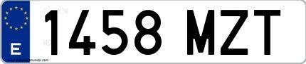 Ejemplo de matrícula española 1458 MZT