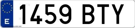 Ejemplo de matrícula española 1459 BTY