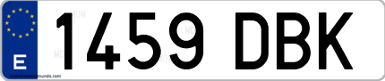 Ejemplo de matrícula de coche ordinaria 1459 DBK