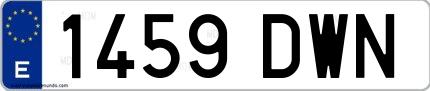 Ejemplo de matrícula española 1459 DWN