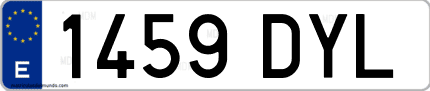 Ejemplo de matrícula de coche ordinaria 1459 DYL