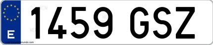 Ejemplo de matrícula española 1459 GSZ