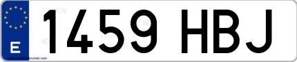 Ejemplo de matrícula española 1459 HBJ