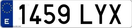 Ejemplo de matrícula española 1459 LYX