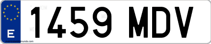 Ejemplo de matrícula de coche ordinaria 1459 MDV