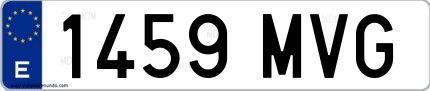 Ejemplo de matrícula española 1459 MVG