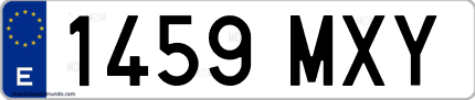 Ejemplo de matrícula de coche ordinaria 1459 MXY