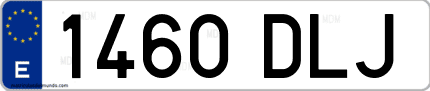 Ejemplo de matrícula de coche ordinaria 1460 DLJ