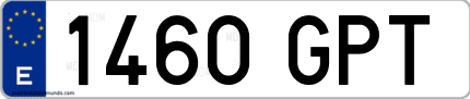 Ejemplo de matrícula de coche ordinaria 1460 GPT
