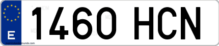 Ejemplo de matrícula de coche ordinaria 1460 HCN