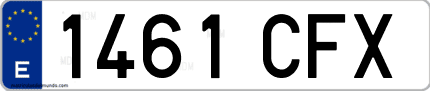Ejemplo de matrícula de coche ordinaria 1461 CFX