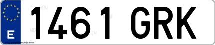 Ejemplo de matrícula de coche ordinaria 1461 GRK