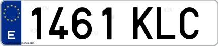 Ejemplo de matrícula de coche ordinaria 1461 KLC