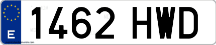 Ejemplo de matrícula de coche ordinaria 1462 HWD