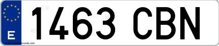 Ejemplo de matrícula española 1463 CBN