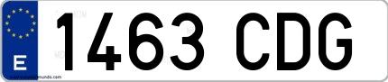 Ejemplo de matrícula española 1463 CDG