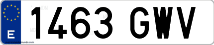 Ejemplo de matrícula de coche ordinaria 1463 GWV