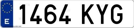 Ejemplo de matrícula española 1464 KYG