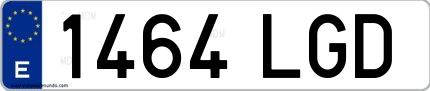Ejemplo de matrícula española 1464 LGD