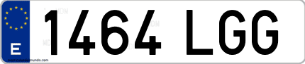 Ejemplo de matrícula de coche ordinaria 1464 LGG