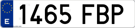 Ejemplo de matrícula de coche ordinaria 1465 FBP