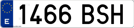 Ejemplo de matrícula de coche ordinaria 1466 BSH