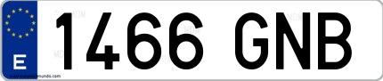 Ejemplo de matrícula española 1466 GNB