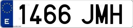 Ejemplo de matrícula española 1466 JMH