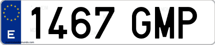 Ejemplo de matrícula de coche ordinaria 1467 GMP