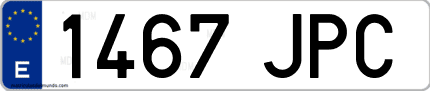 Ejemplo de matrícula de coche ordinaria 1467 JPC