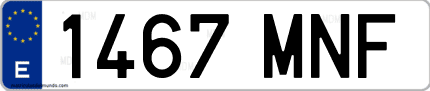 Ejemplo de matrícula de coche ordinaria 1467 MNF