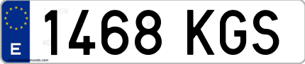 Ejemplo de matrícula de coche ordinaria 1468 KGS