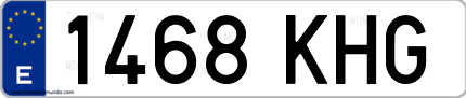 Ejemplo de matrícula de coche ordinaria 1468 KHG