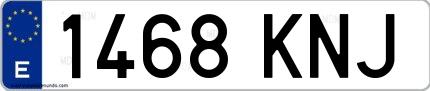 Ejemplo de matrícula española 1468 KNJ
