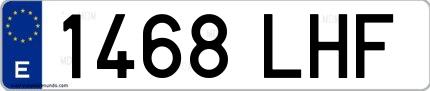 Ejemplo de matrícula española 1468 LHF