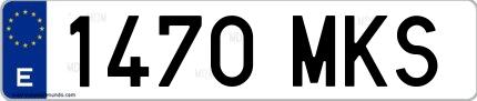 Ejemplo de matrícula española 1470 MKS